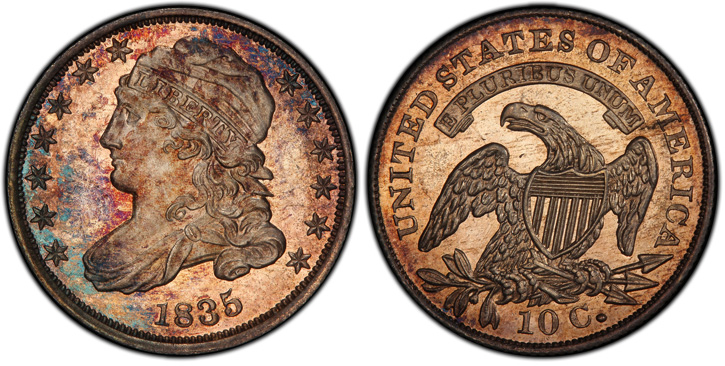 1835 Capped Bust Dime. JR-4. Proof-67 Cameo (PCGS).